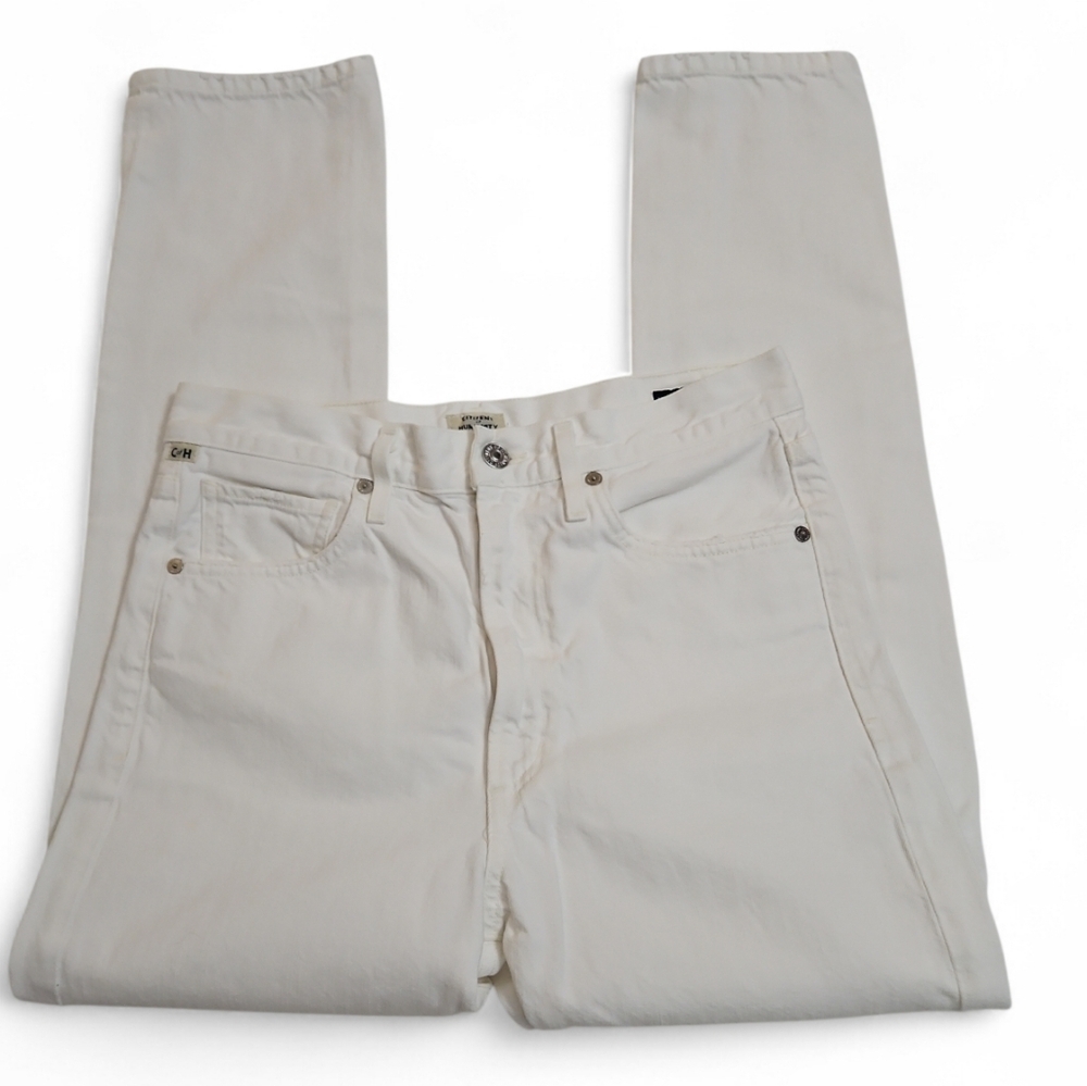 Citizens of Humanity Dree Crop High Rise Slim Straight White Jeans Sz 28 Womens
